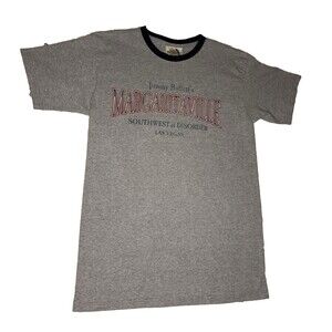 Jimmy Buffett Margaritaville Las Vegas Ringer Tee Shirt Medium Gray Cotton
